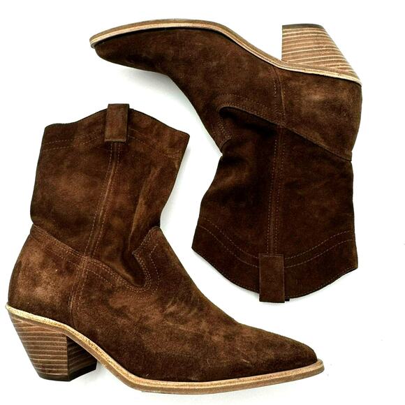 BA&SH Women's US 8 EU‎ 39 Claudia Brown Suede Leather Ankle Bootie Pointed Toe - Picture 2 of 7